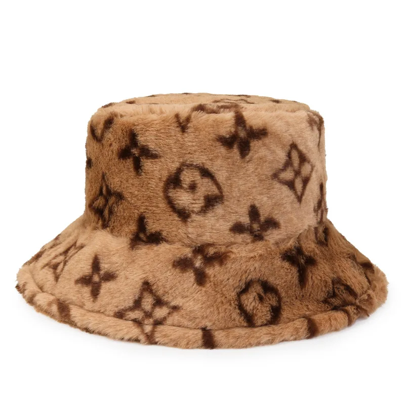 RTS Latest Faux Fur Warm Bucket Hats High Quality Acrylic Women Winter Hats Plush Knitted Hat Outdoor Gorras