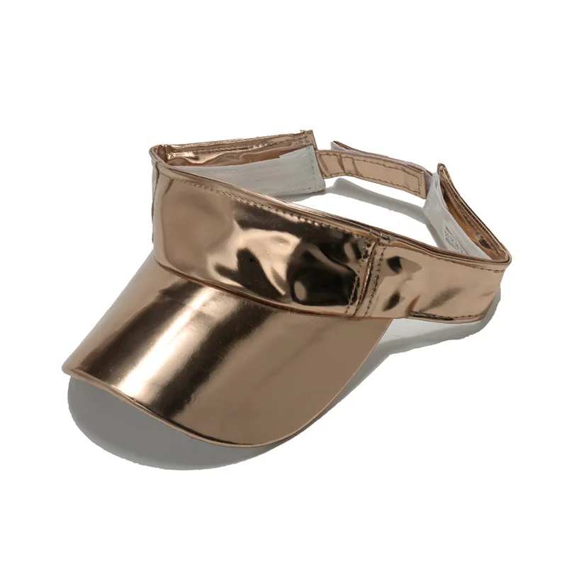 Sun Visor Hats Women Men Holographic PVC Sun Visor Outdoor Sun PU leather  hat traveling visor with hologram colors