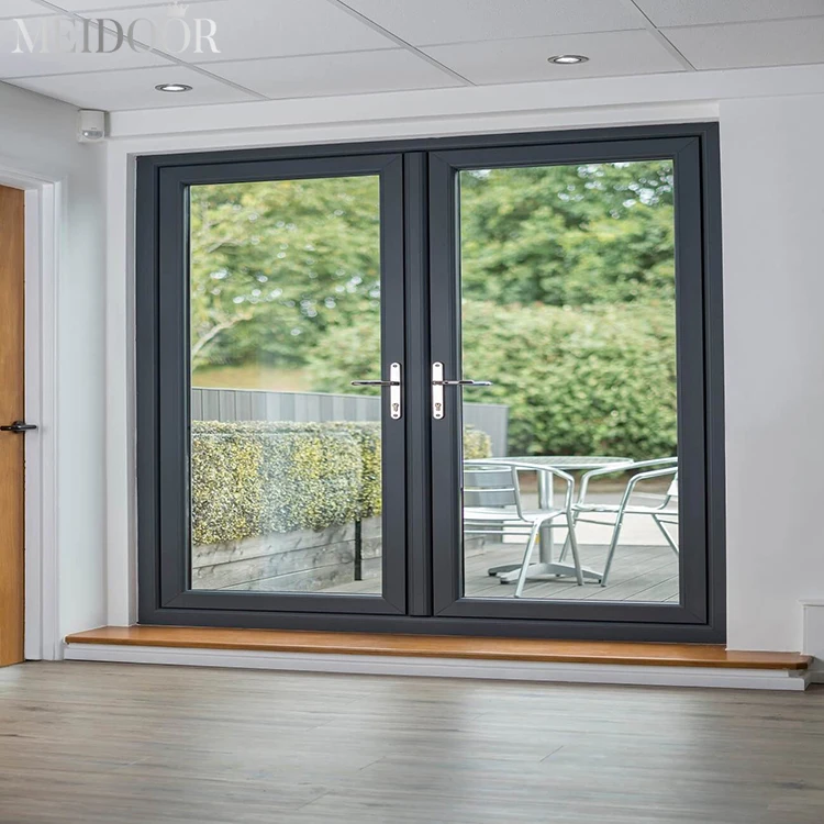 Black White Custom Color Aluminum Frame Double Triple Glass Windproof Casement Window flush windows with mosquito net