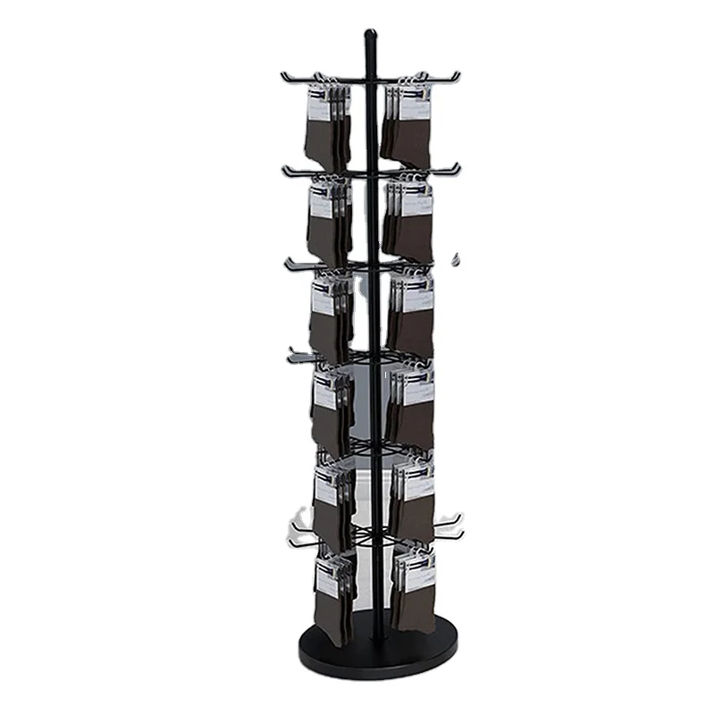 Rotatable Rotating Metal Floor-Standing  Man Sock Display Racks With Hooks