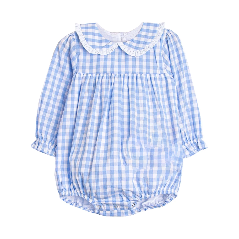 Monogram siblings matching light blue gingham children girls leggings set winter ruffled toddler kid girl clothing sets