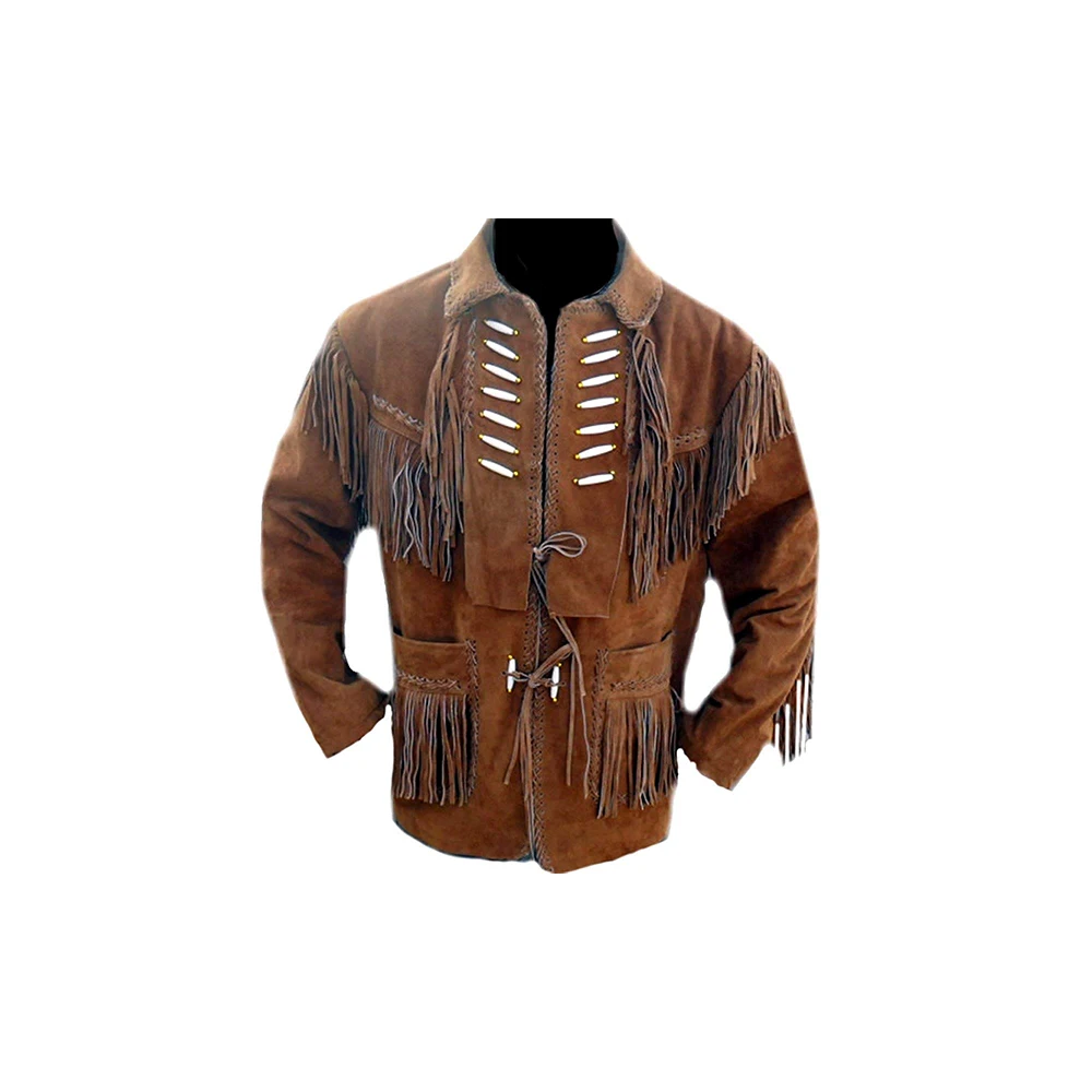 Customized Western Suede Cowboy Leather Jacket/Unisex Brown Suede Genuine Leather Jacket /Top Quality beige Suede Western Jacket