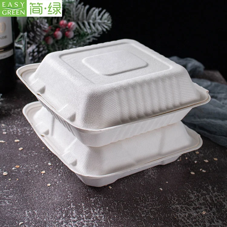  Пищевой compostable микроволновая печь безопасный Ланч-бокс sugarcane bagasse одноразовый биоразлагаемый контейнер для