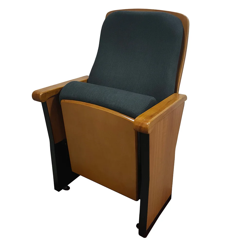 Standard size interlock chair for auditorium church chair modern wooden folding school theater chair