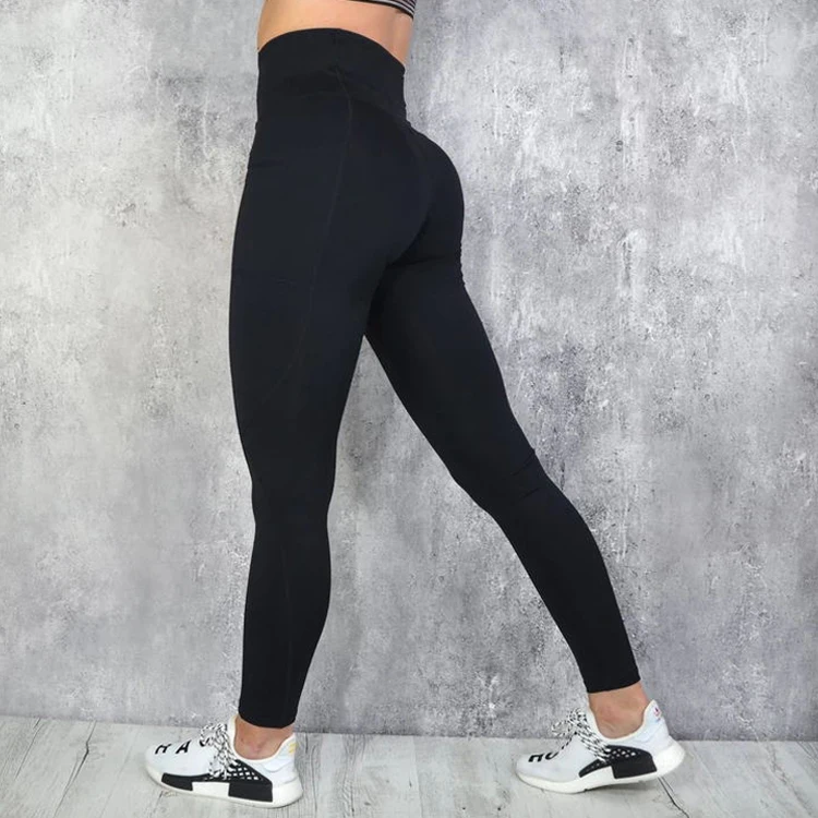
Cut Out Sports Running Leggings With Pockets Heart Butt Yoga Pants Stretching Gym Tights In stock 