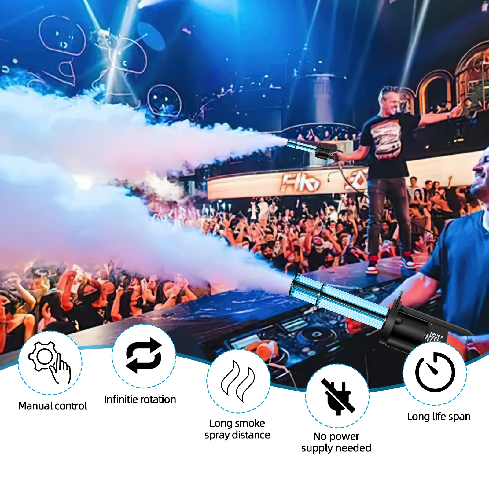 Professional Stage Equipment Machine Co2 Jet Gun Handhold Gatling Fog Gun For Nightclub Bar Dj Party Smoke Effect Machine