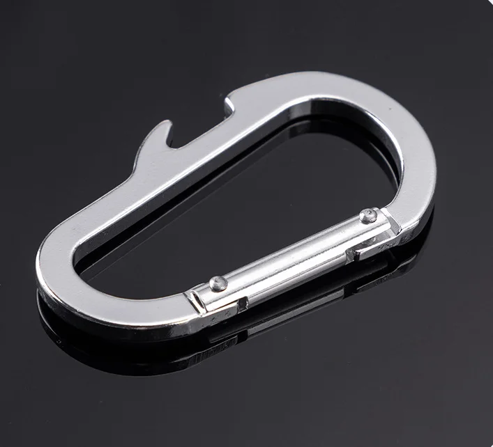 Customized Everest new D Shape Multifunction Aluminum Carabiner with Bottle Opener chain hook for camping hiking