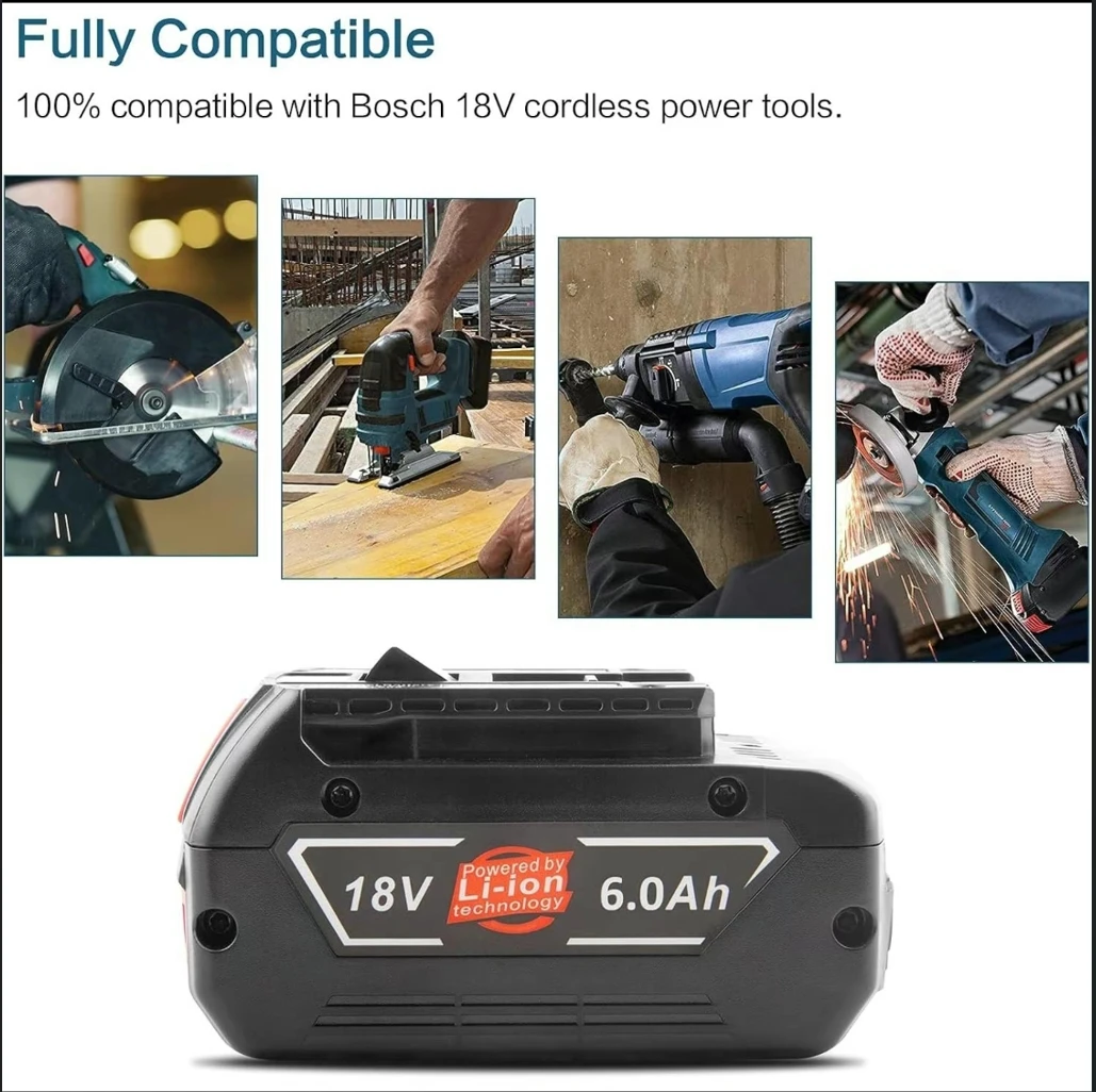 6Ah 18V BAT610G литий-ионные батареи Сменный аккумулятор для Bosch совместим с BAT609