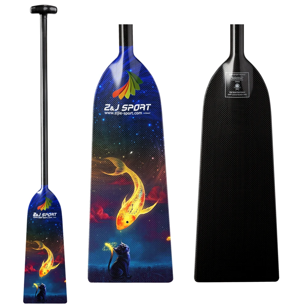 ZJ SPORT Dragon Boat Paddle with Beautiful Carbon Graphics on the Blade