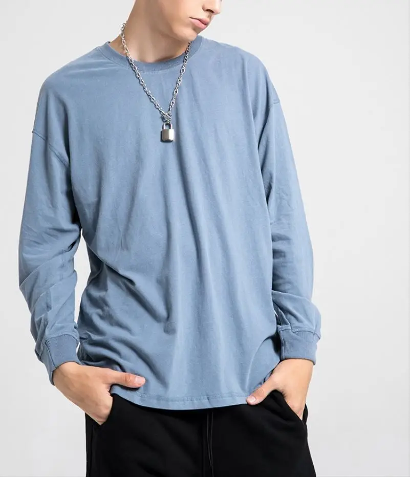 Unisex men women tee shirt 100%cotton no name long sleeve t shirt with whole color