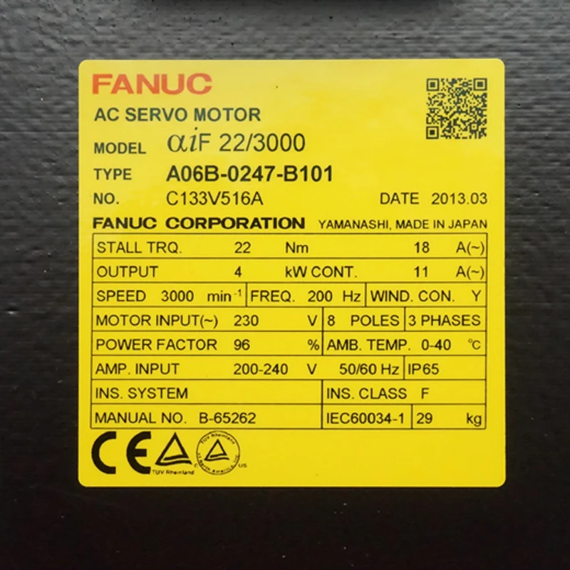 Fanuc Servo Мотор A06B-0247-B101 для фрезерного станка с
