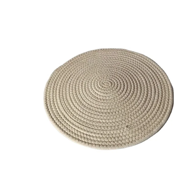 New handmade woven natural cotton rope placemats custom round placemat for dining table for home and hotel