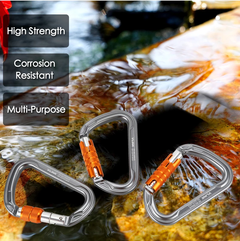 Lightweight Twist Lock CE Certified 30KN Double Action Auto Locking Climbing Carabiner