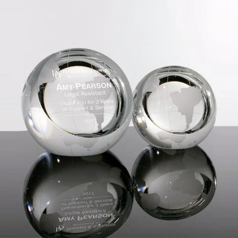 Custom Crystal Globe Paperweight 3D Laser Engraved Glass Sphere Display Ball Meditation Ball Home Decoration