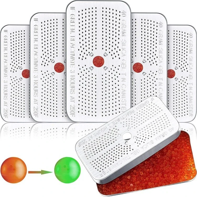 2024 Hot Sale Orange Silica Gel Desiccant Tin Box Indicating silica gel desiccant solid