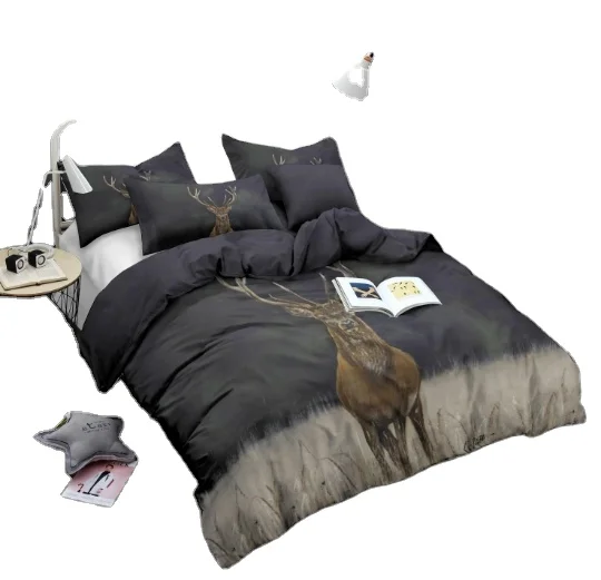 Высококачественный Комплект постельного белья из 100% хлопка с цифровой печатью оленя