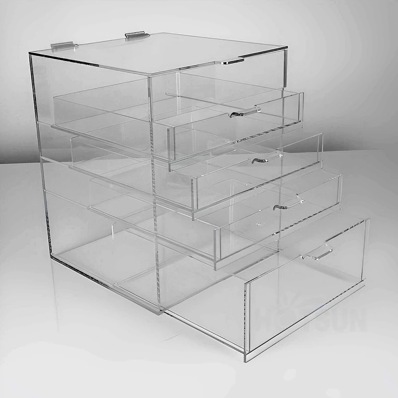 Large Crystal Cosmetic Storage Drawers 5-Tier Transparent Acrylic Makeup Organizer  Cosmetics Storage Box