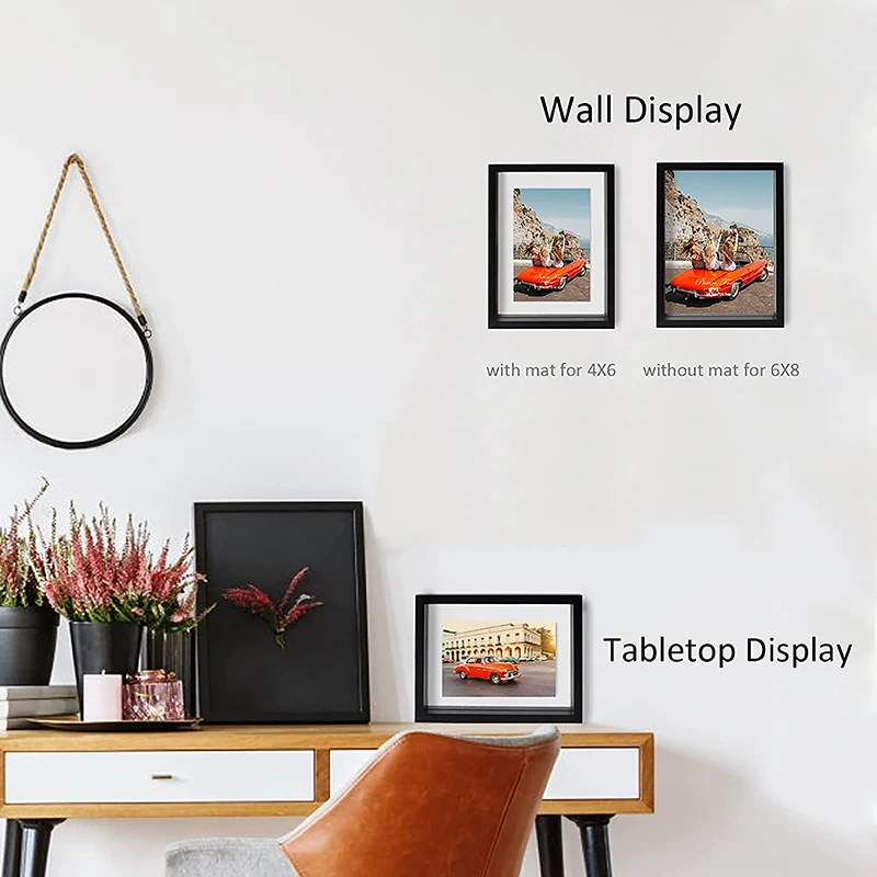 Wholesale Cust6 7 10Inch Floating Photo Frame Double Sided Tempered Glass Display for Desktop or Wall Mounting