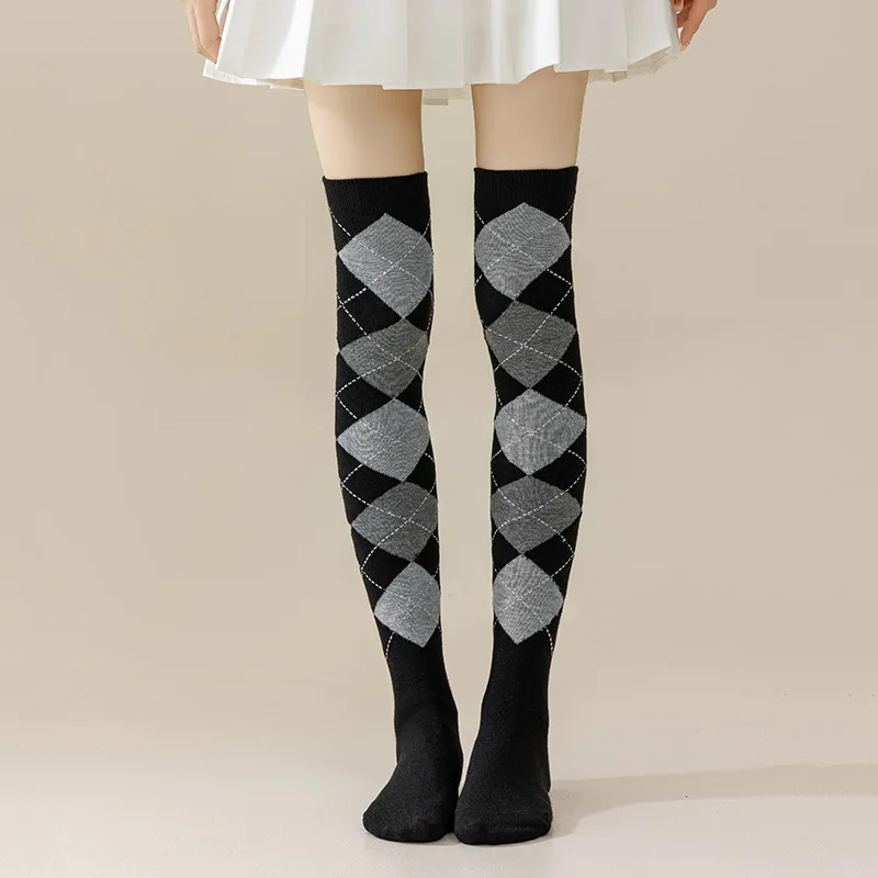 Women pure cotton cute Lolita cosplay warmer striped patterned colorful gift stocking over knee high thigh socks