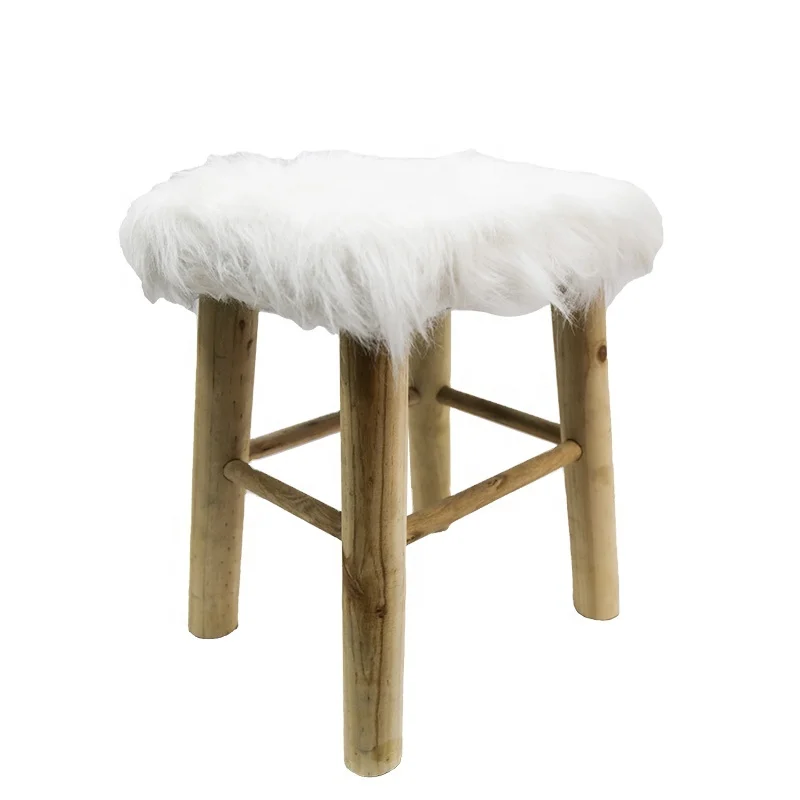 Современный оттоманка, деревянный прямоугольный мягкий плюшевый меховой стул для детей, домашний прочный заводской оттоманский стул из натурального дерева (1600234249842)