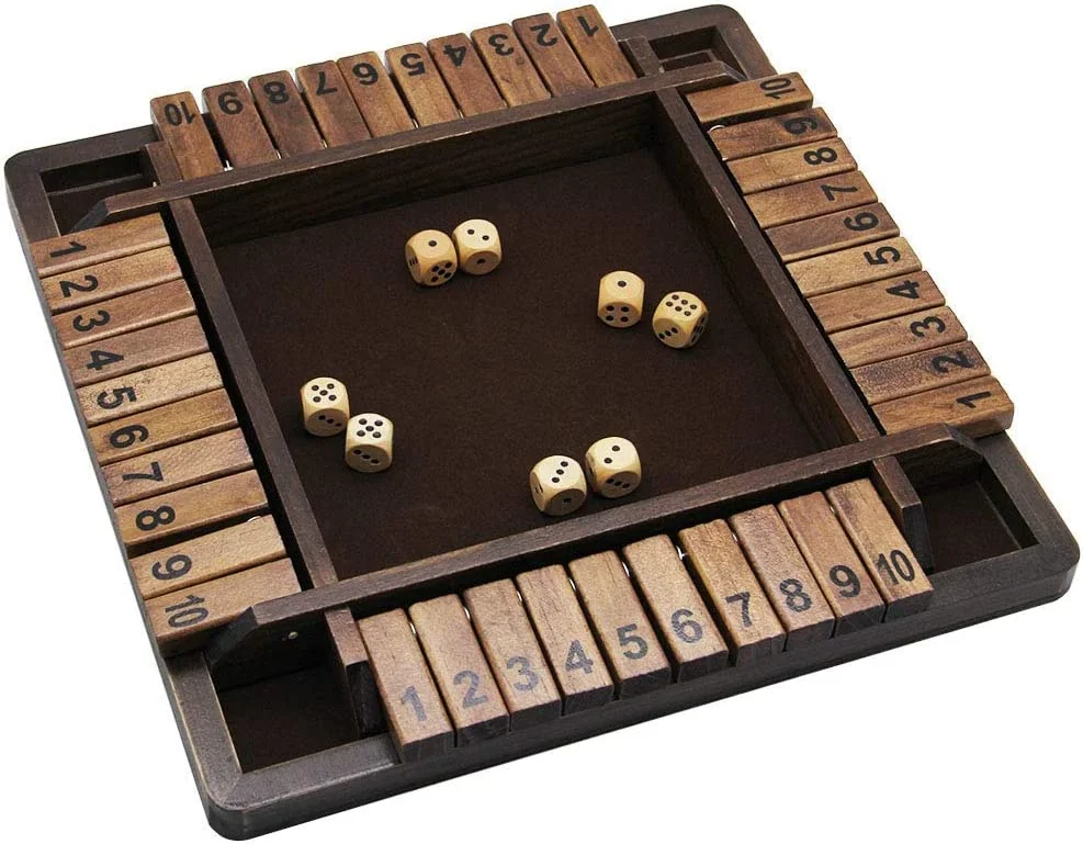 Wooden Desktop 4 Side Shut The Box Game Set Best Selling Board