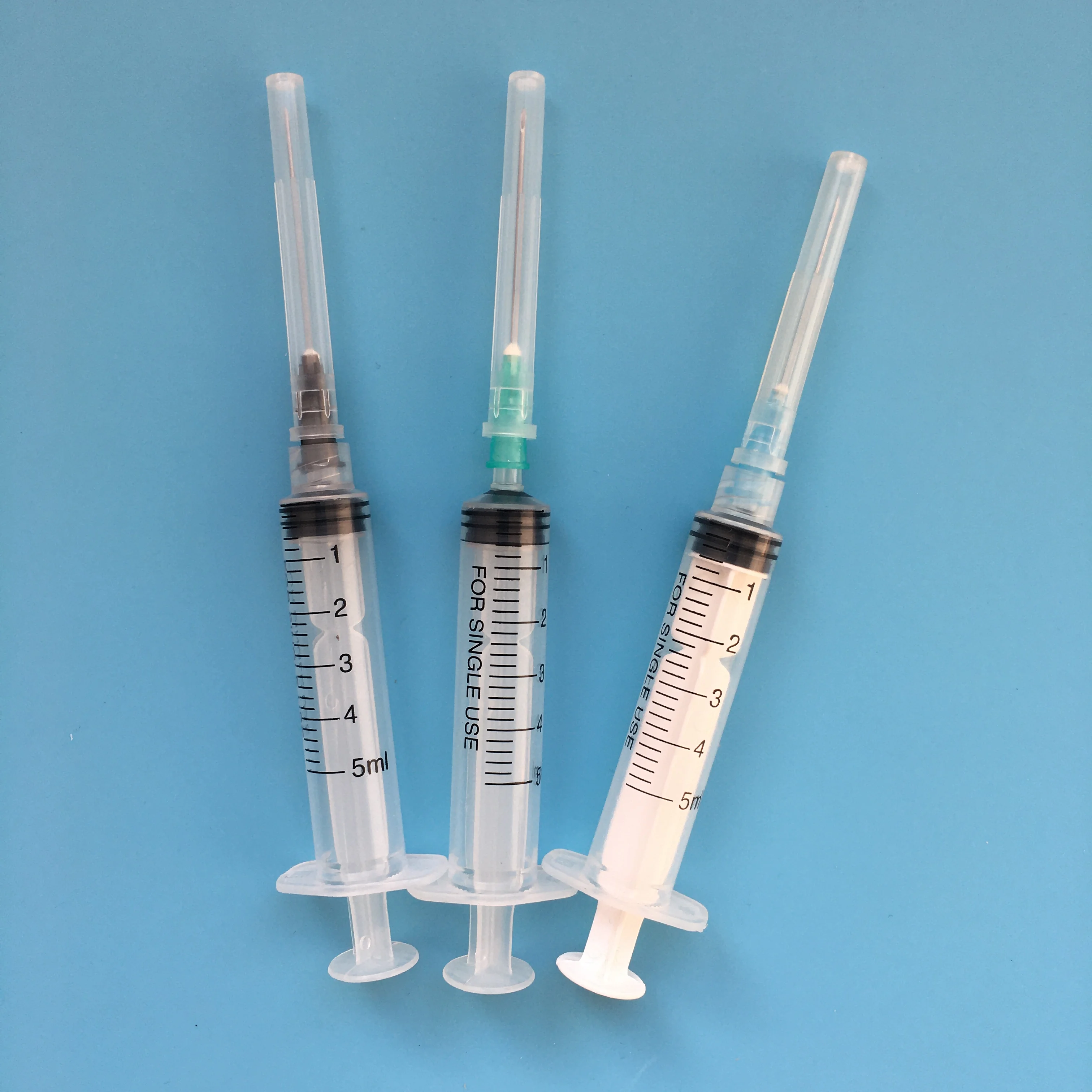 5ml disposable plastic syringe with needle (luer lock or luer slip)