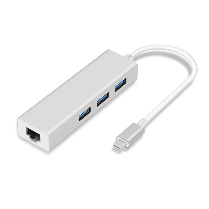  Новые продукты Type-C USB-C Gigabit Ethernet адаптер с 3-портовый USB 3 0 концентратор RJ45 10/100/1000 Мбит сетевой