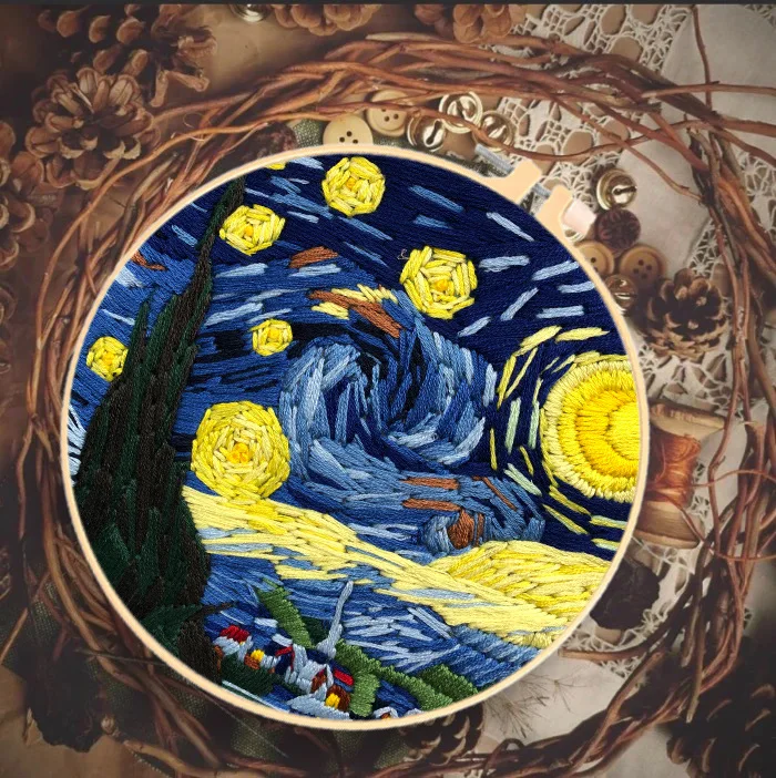 Drop Shipping Van Gogh series Factory Outlet Cross Stitch Embroidery Fabric Kit