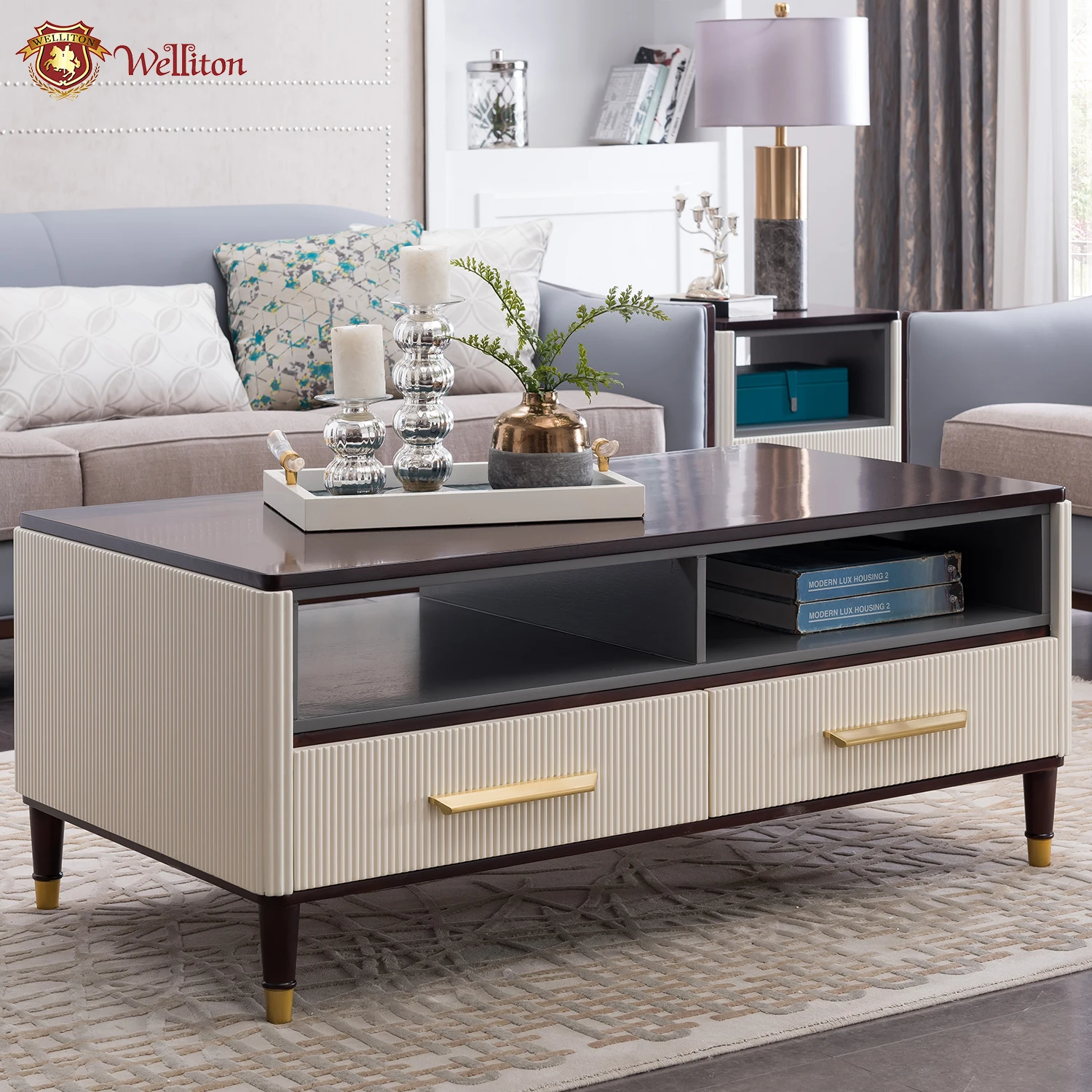 Welliton OEM&ODM  modern solid wood tv stands living room furniture M801-19  luxury tv stand cabinet wooden designs