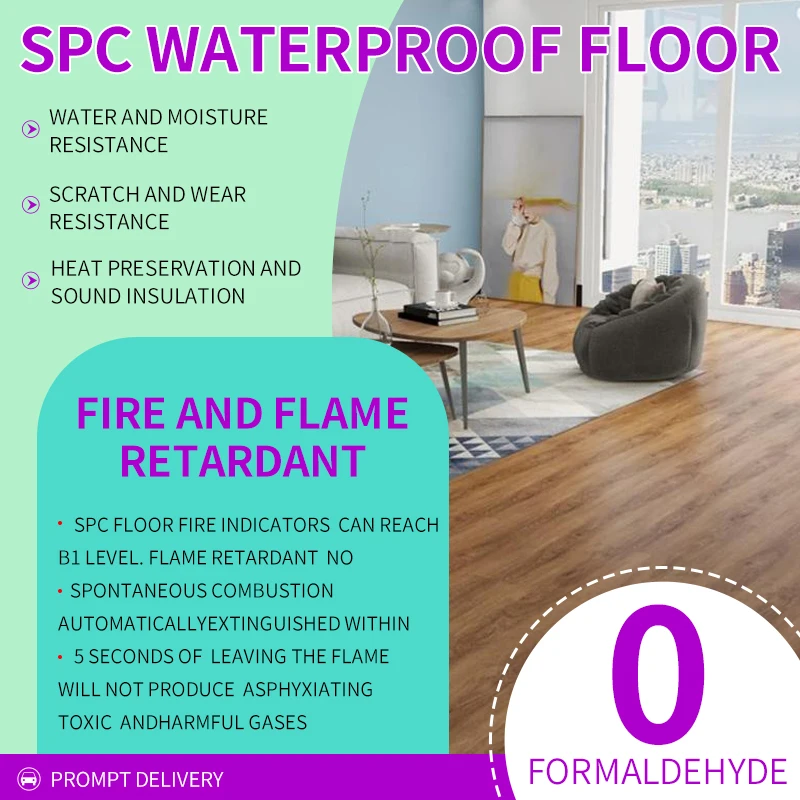 Modern AC4 New SPC Waterproof Fireproof Easy Click Laminate Flooring Non-Toxic for Hotel or Home Use
