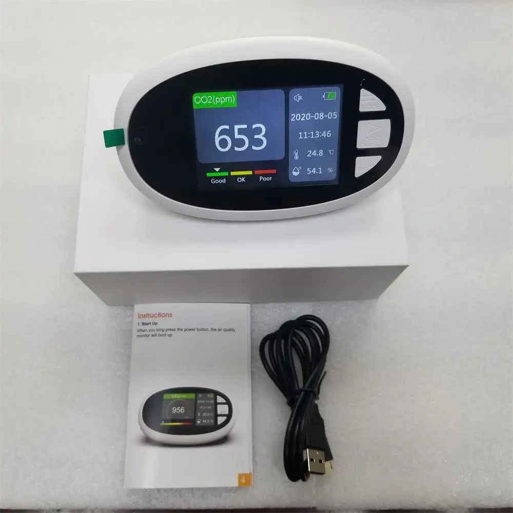 LCD color screen air quality analyzer high precision NDIR sensor household CO2 concentration meter indoor carbon content monitor