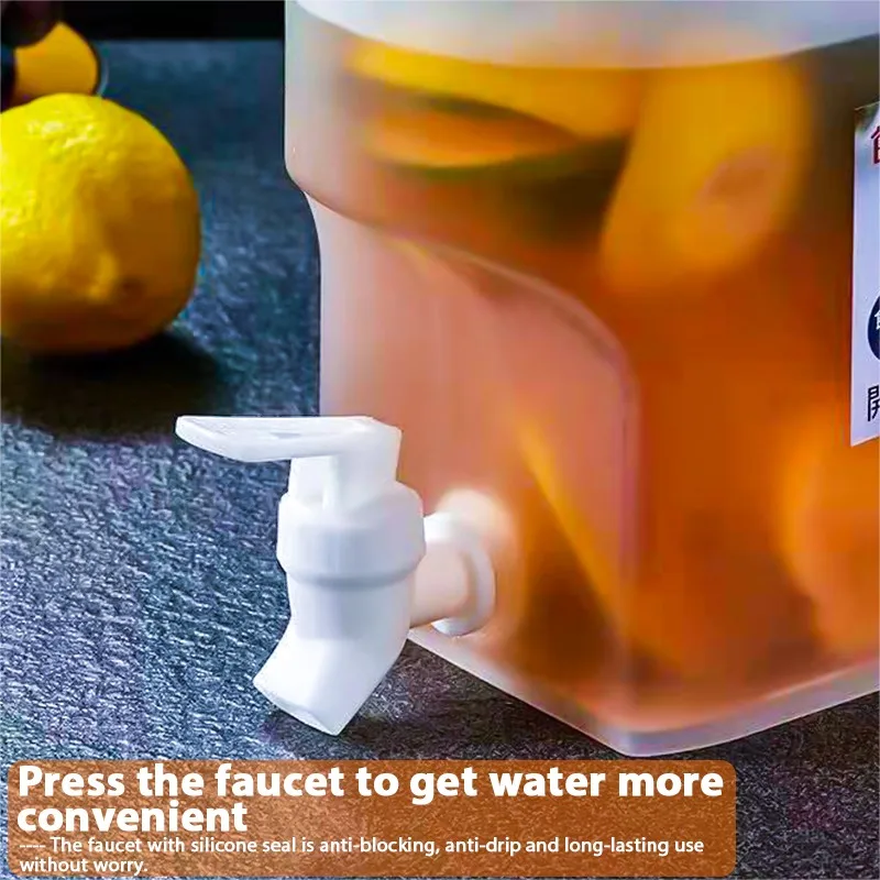 Cold Water Jug With Tap Water Beverage Drink Dispenser Fruit Teapot Tank Refrigerator Juice Kettle Cold Water Jug For Lemonade