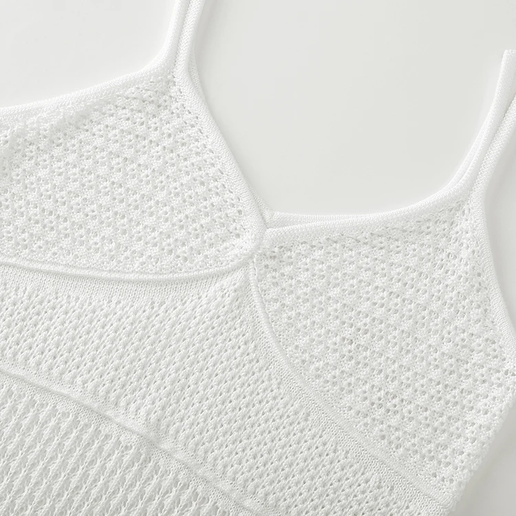 Knitwear Manufacturer Custom Spring Summer White V Neck Sleeveless Elegant Casual Women Knit Sweater Dress