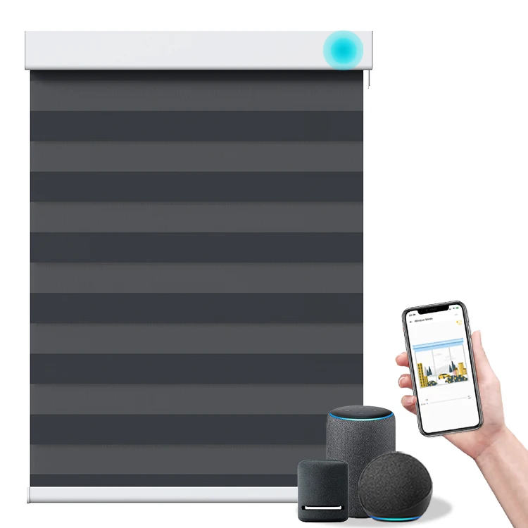 Hot Selling Electric Smart zigbee Tuya Automatic Double Layer Blackout Motorized Zebra Blinds For Window made in China