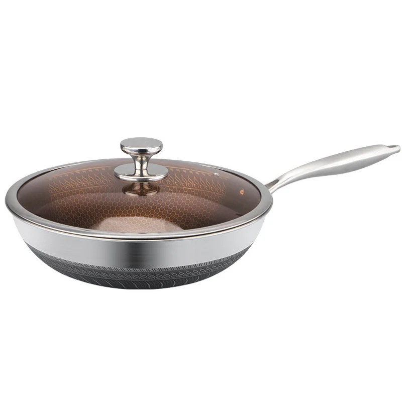 Кухонная посуда высокого качества, Сковорода Из Нержавеющей Стали с сотовым покрытием, индукционная плита, антипригарная сковорода