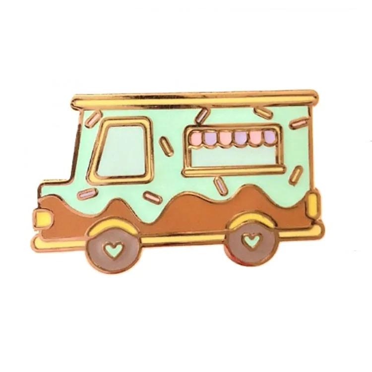 High quality custom bus badge lovely pins Custom gold metal hard enamel lapel pin