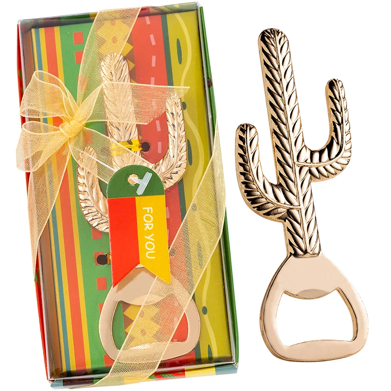 Holiday Gifts Custom Sale Gift Box Packaging Bottle Opener Metal Cactus Bottle Opener