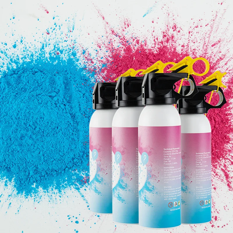 Wholesale News Boys Girls Sex Reveal Color Cannon Powder Spray Bottle Air Mist Sex Reveal Salute gun confetti