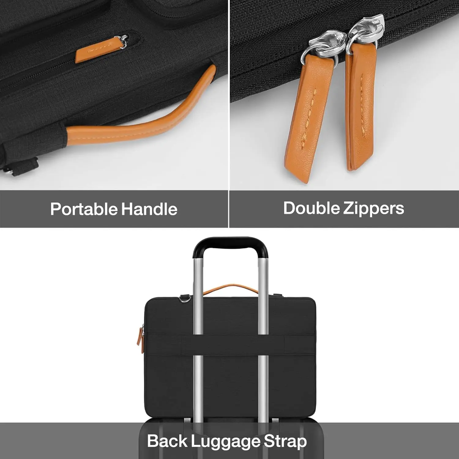 Laptop Shoulder Bag 15-15.6 inch Computer Bag Side Open Messenger Bag with 4 Zipper Pockets  Handle