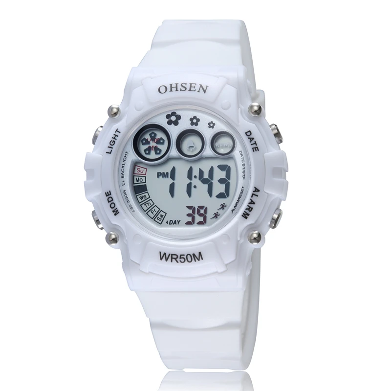 OHSEN 1508 Brand Kids Waterproof Sports Wristwatch Alarm Electronic Clock 50m Waterproof Fashion Boy Girl Children Digital Watch