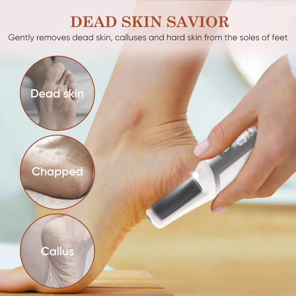 Foot Grinder Electric Foot Callus Remover with 3 Roller Heads Rechargeable Electric Callus Remover Tool