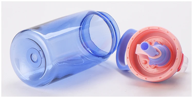 480ml New Style Pink PC Children Water Bottle With Straw Plastic Straw Water Bottle