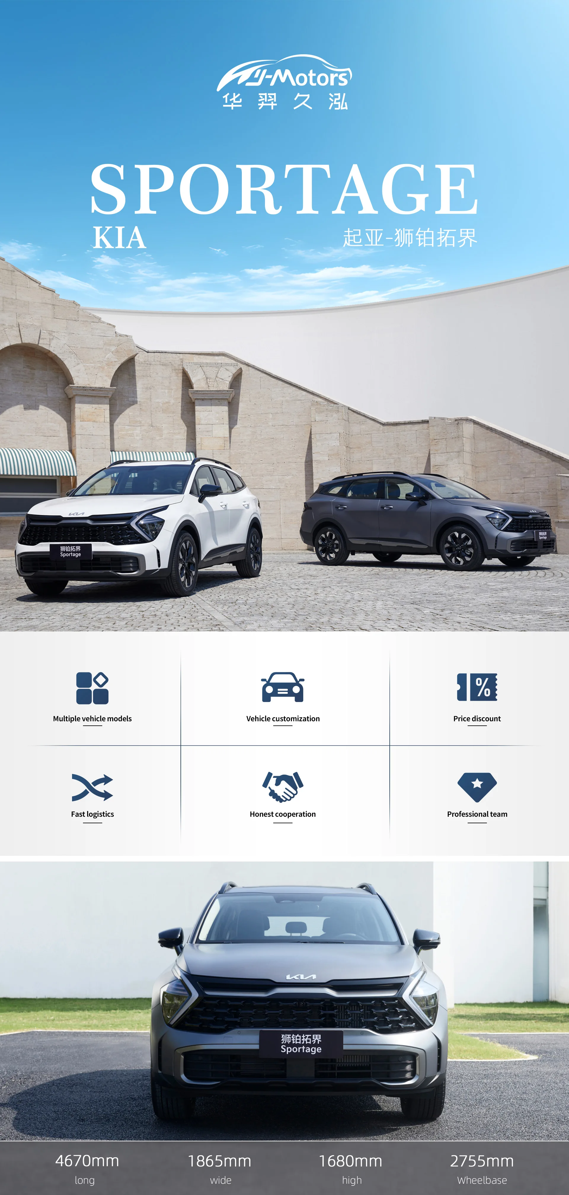 Kia Sportage SUV New LHD Passenger Auto with R18 Tires Gasoline Auto $6,500 Deposit Required Chinese Wholesaler
