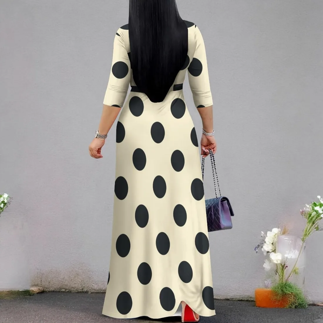 Plus Size Summer Dress for Women Boho Floral Maxi Dress 3/4 Sleeve Boho Beach Sexy Hawaiian Wrap Elegant Dress Vacation Outfits