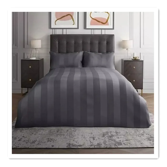 75D/150D high density super soft peach woven polyester microfiber fabric Pakistan market hot sales grey stripes bedsheet fabric