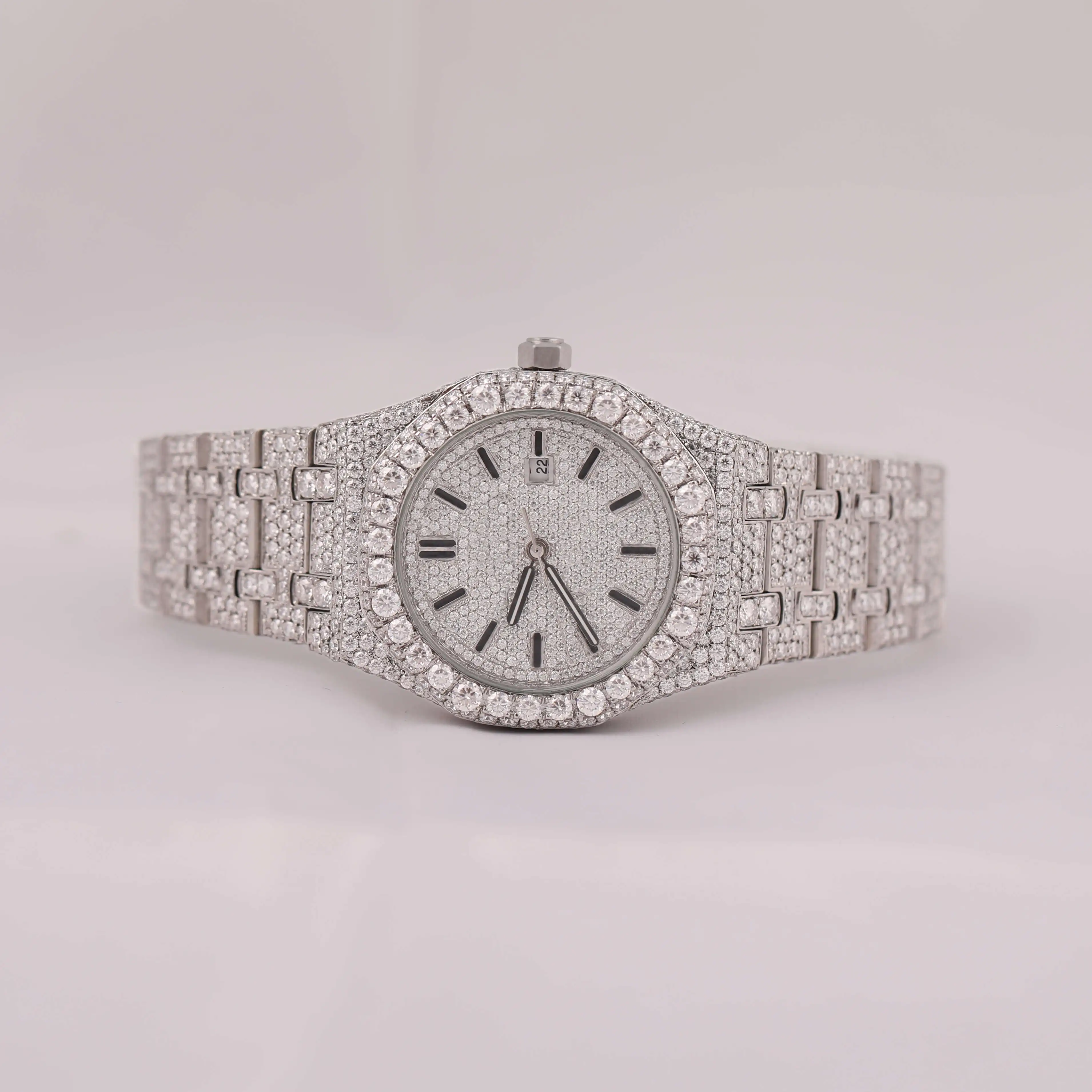 Ladies Customized Branded Full Iced Out High Quality Luxury Silver Original Hip Hop Men Moissanite Diamond Wrist Watch for Women