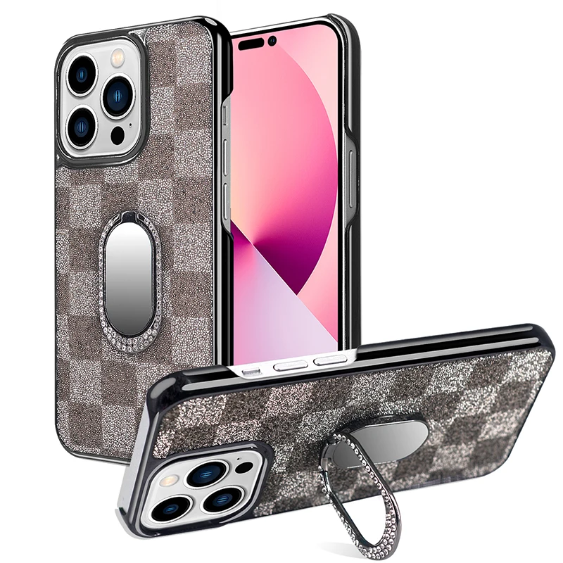 Luxury Glitter Diamond Ring Holder Cover for Iphone 14 13 12 Pro Max Plated Phone Case Iphone 14 Series