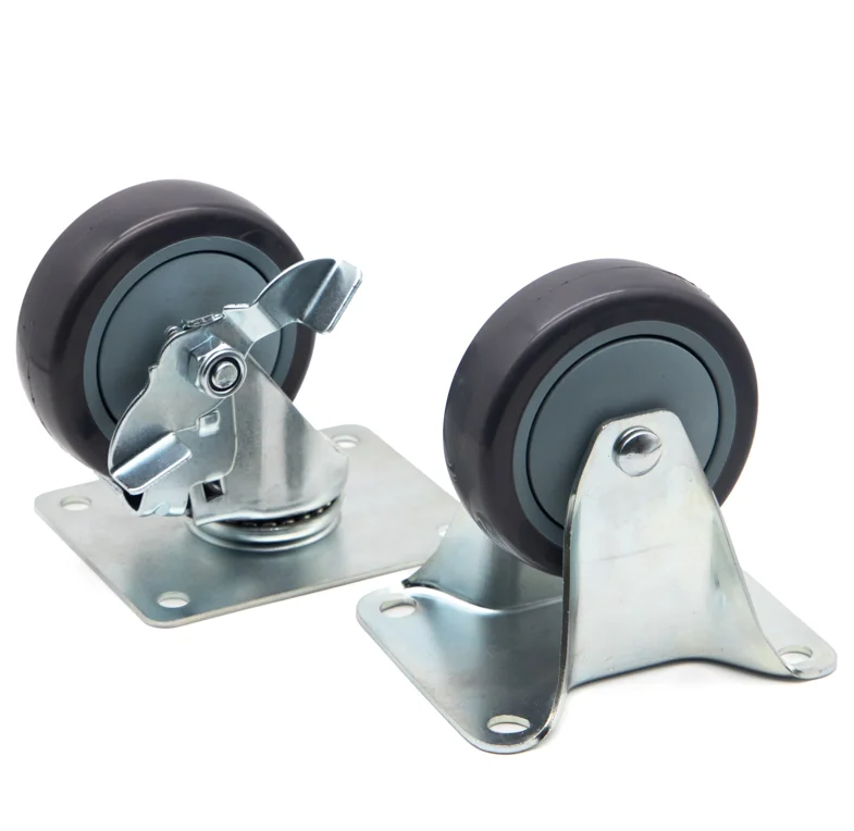 Industrial Caster Wheel with Double Bearings Brake Type PVC/PU PP Rigid Style for Machinery Equipment