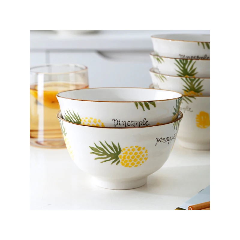 
Luxury good quality bowl pineapple pattern cheap tableware OEM ODM custom ceramic bowl 