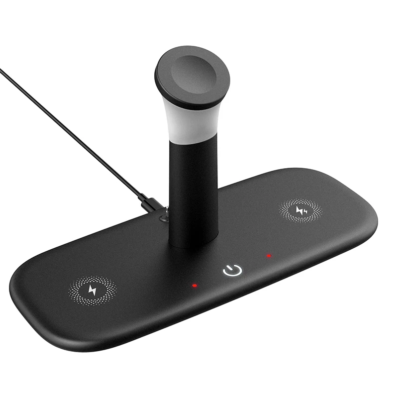
Portable Car Dock Charger 4 in 1 Qi-Certified Fast Wireless Charging Dock Station for Smart Phone with led lamp 